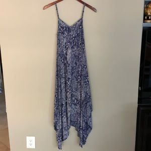 Blue and white, flowy, boho, soft midi/maxi dress
